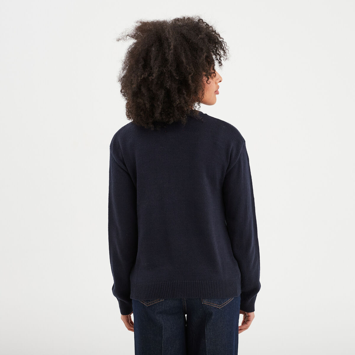 Pull No&euml;l &agrave; sequins col rond lumineux bleu marine femme