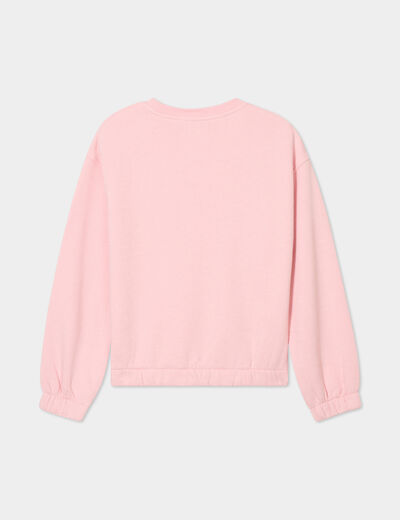 Sweat détails macramé rose pastel fille