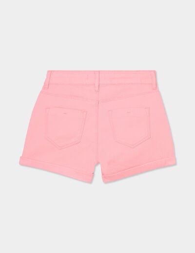 Short ajusté en twill rose fille