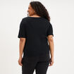 T-shirt ajust&eacute; col rond effet c&ocirc;tel&eacute; noir femme grande taille