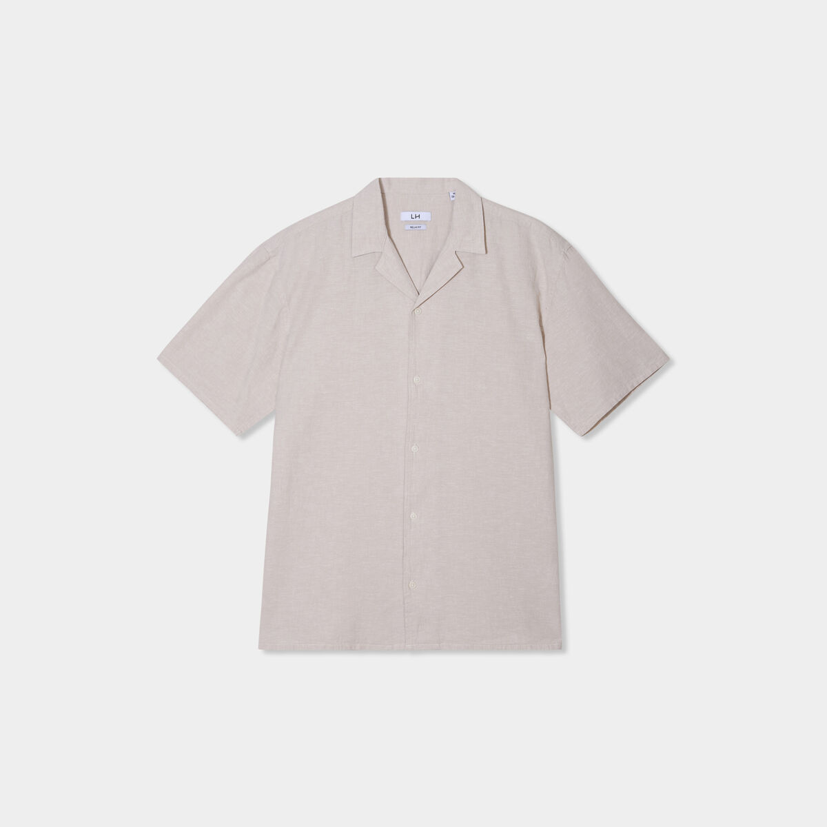 Chemise manches courtes mélange lin gris clair homme