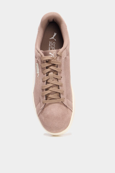 Baskets cuir su&eacute;dine Puma Smash V3 marron clair homme
