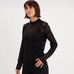 Blouse dentelle col montant noir femme