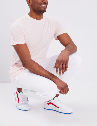 Pantalon jogging droit molleton blanc homme