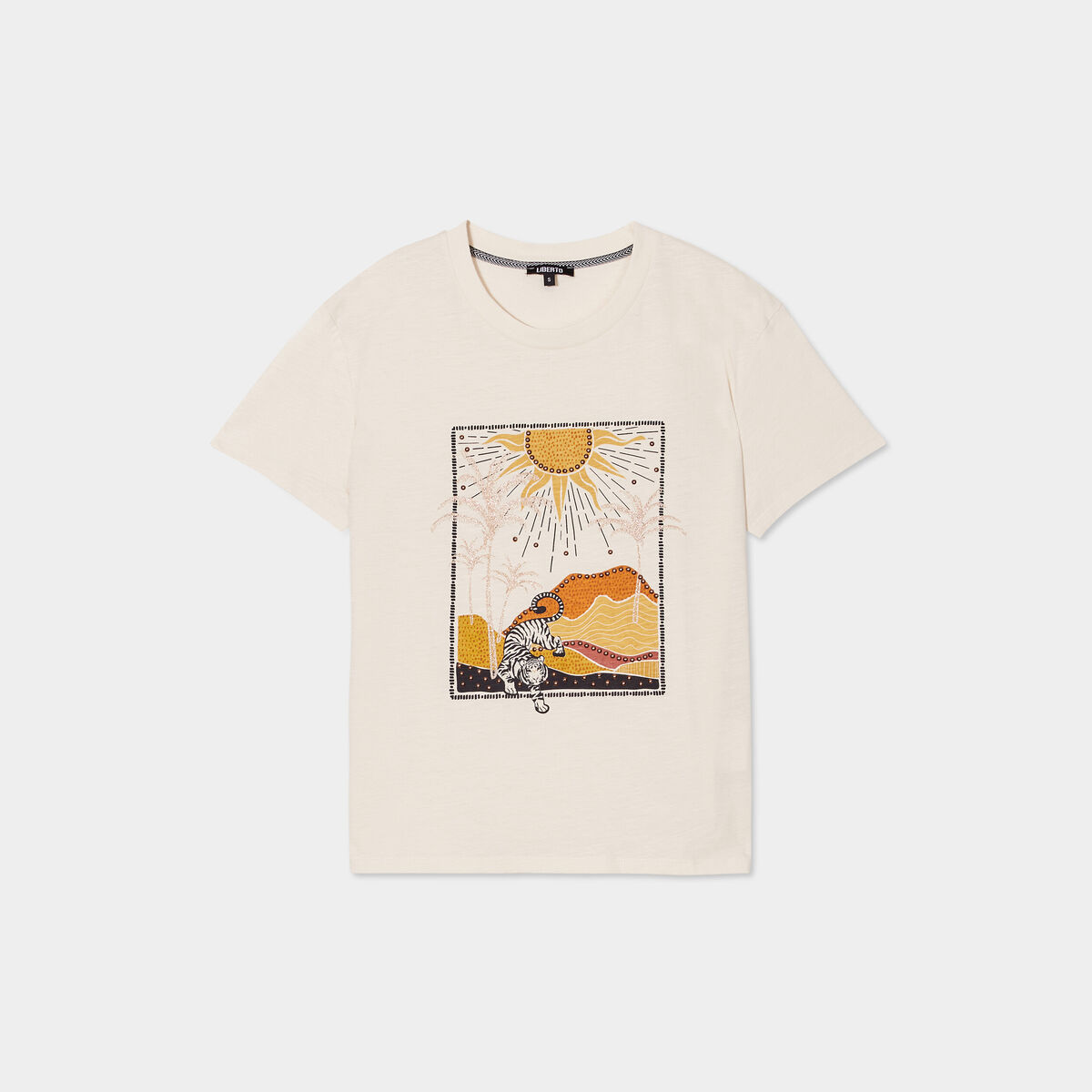 T-shirt manches courtes en coton Liberto ecru femme
