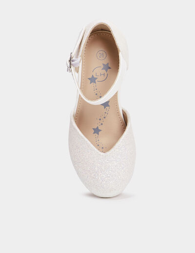 Babies à talons paillettes blanc fille