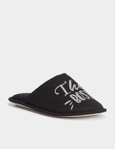 Chaussons mules noir femme