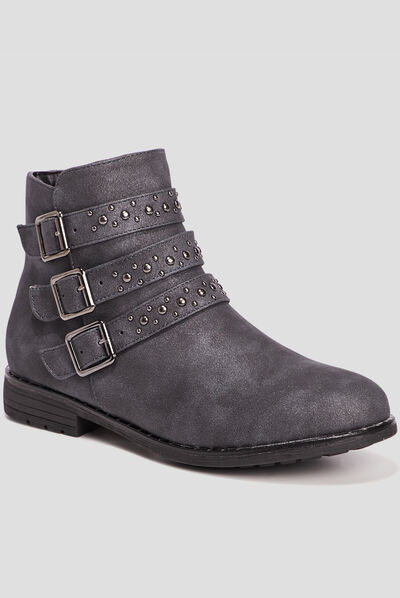 Bottines avec brides gris fille