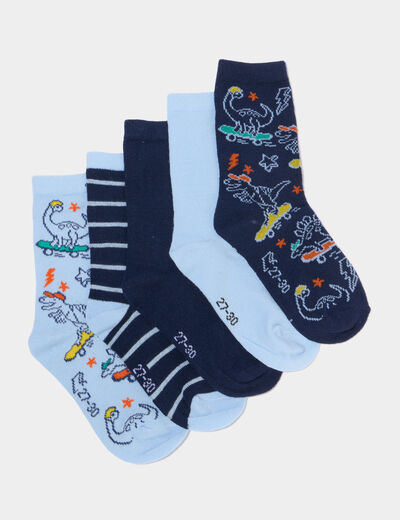 Lot 5 paires chaussettes mi-hautes multicolore gar&ccedil;on