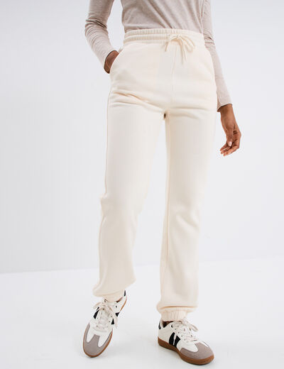 Pantalon jogging droit molleton sable femme