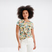 T-shirt taille effet noué coton blanc femme