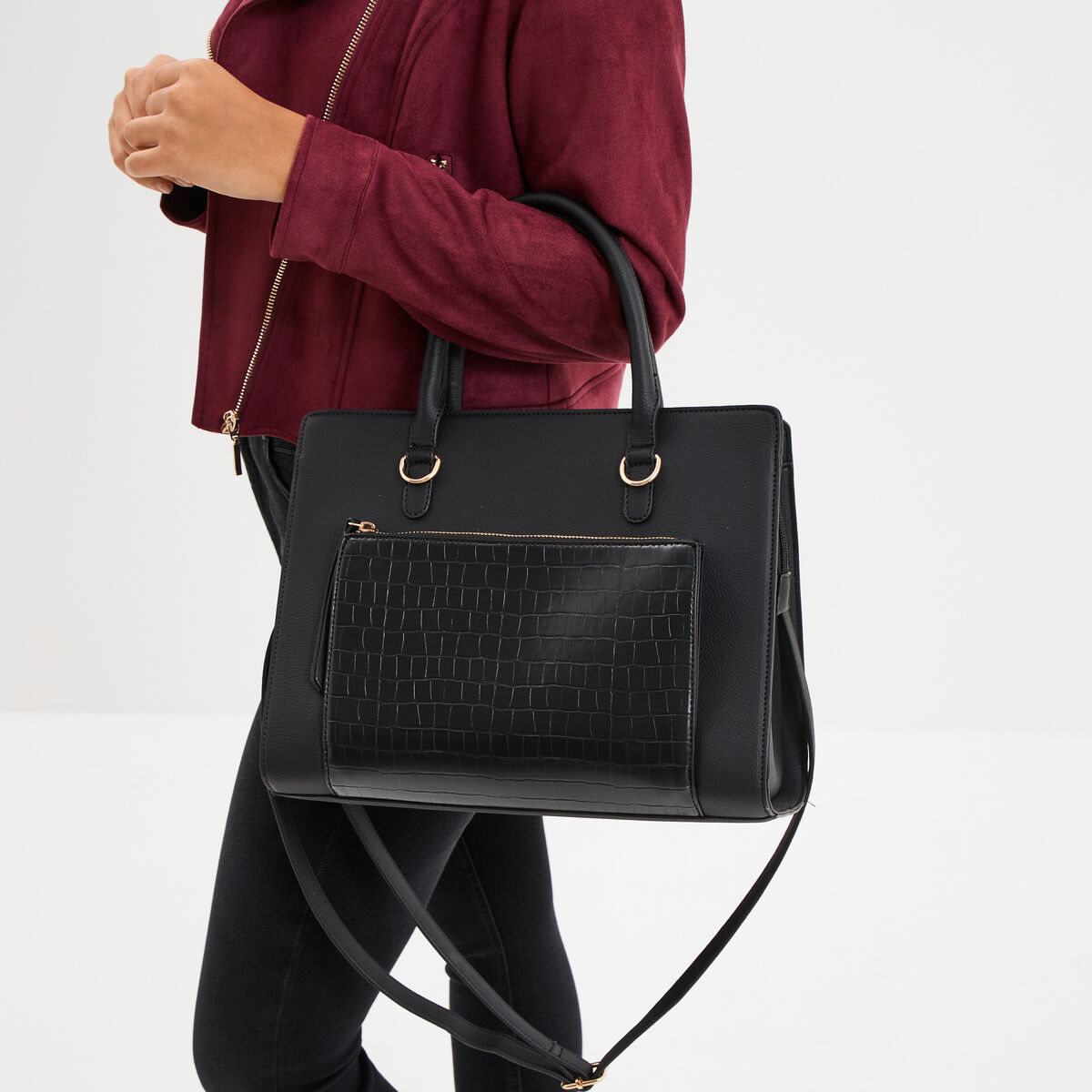 Sac &agrave; main avec bandouli&egrave;re noir femme