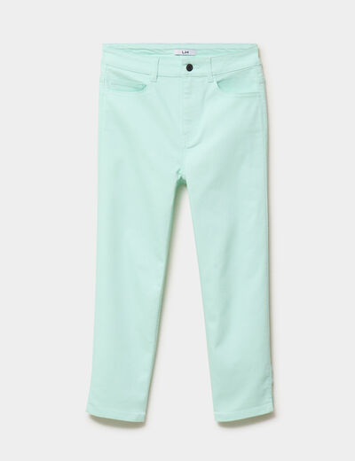 Pantacourt slim twill 5 poches vert clair femme