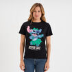 T-shirt manches courtes coton Stitch noir femme