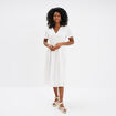 Robe longue fluide manches courtes blanc femme