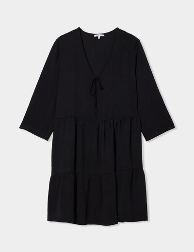Robe fluide col en V noeud noir femme grande taille