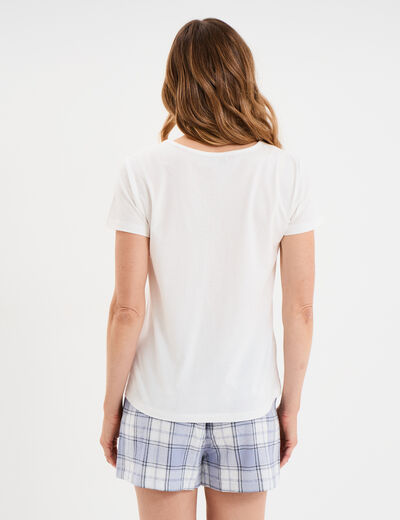 Ensemble pyjama short et t-shirt coton bleu gris femme