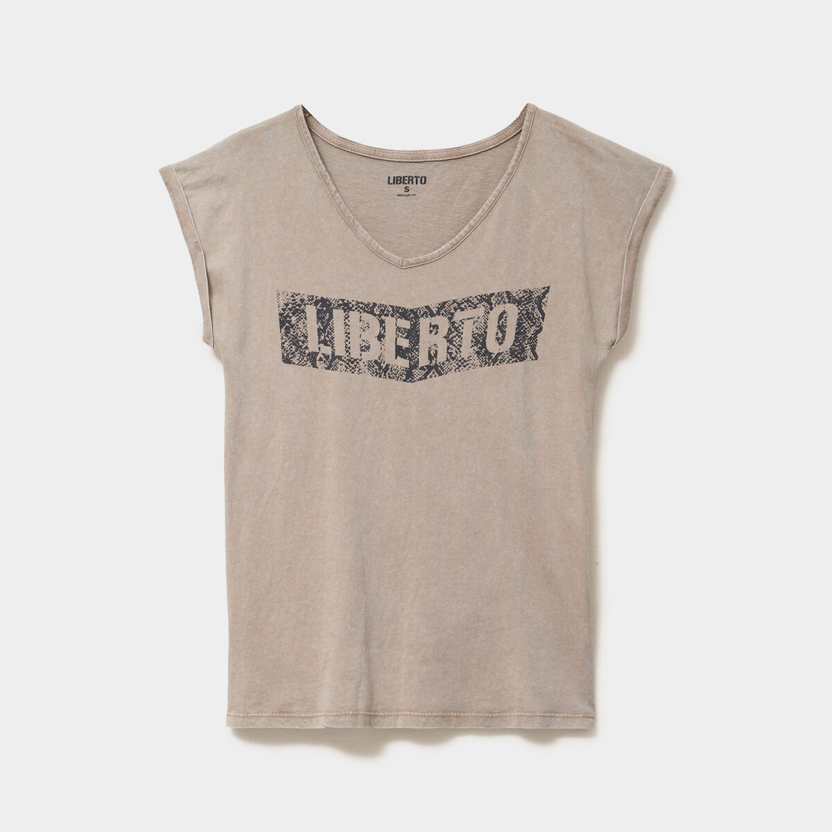 T-shirt d&eacute;lav&eacute; en coton marron fonc&eacute; femme