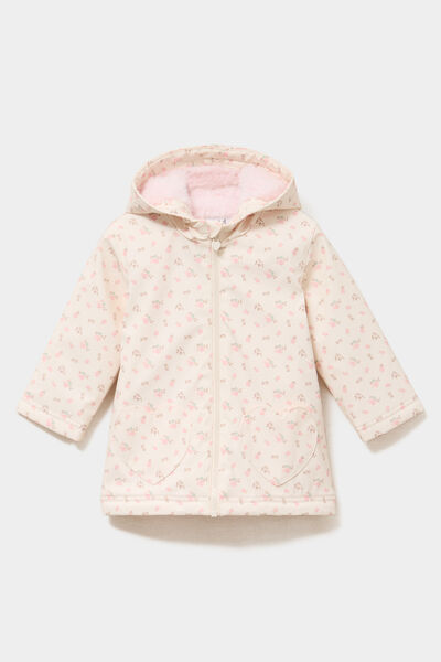 Parka imperm&eacute;able &agrave; capuche fourr&eacute;e bleu marine b&eacute;b&eacute; fille