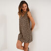 Robe droite courte lin majoritaire beige clair femme