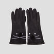 Gants avec pompons noir femme
