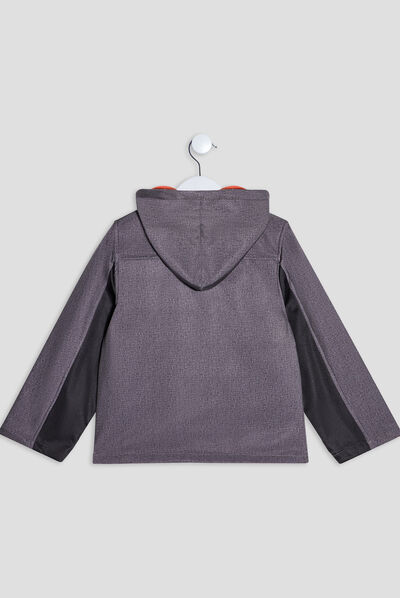 Veste déperlante droite à capuche gris foncé garçon