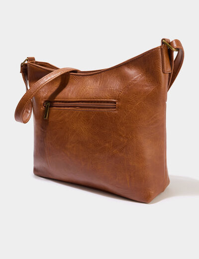 Sac en bandouli&egrave;re marron cognac femme