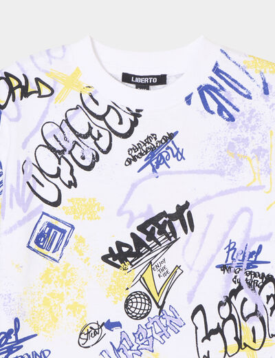 T-shirt col rond manches courtes Liberto blanc garçon