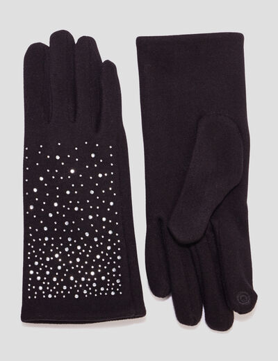 Gants à strass noir femme