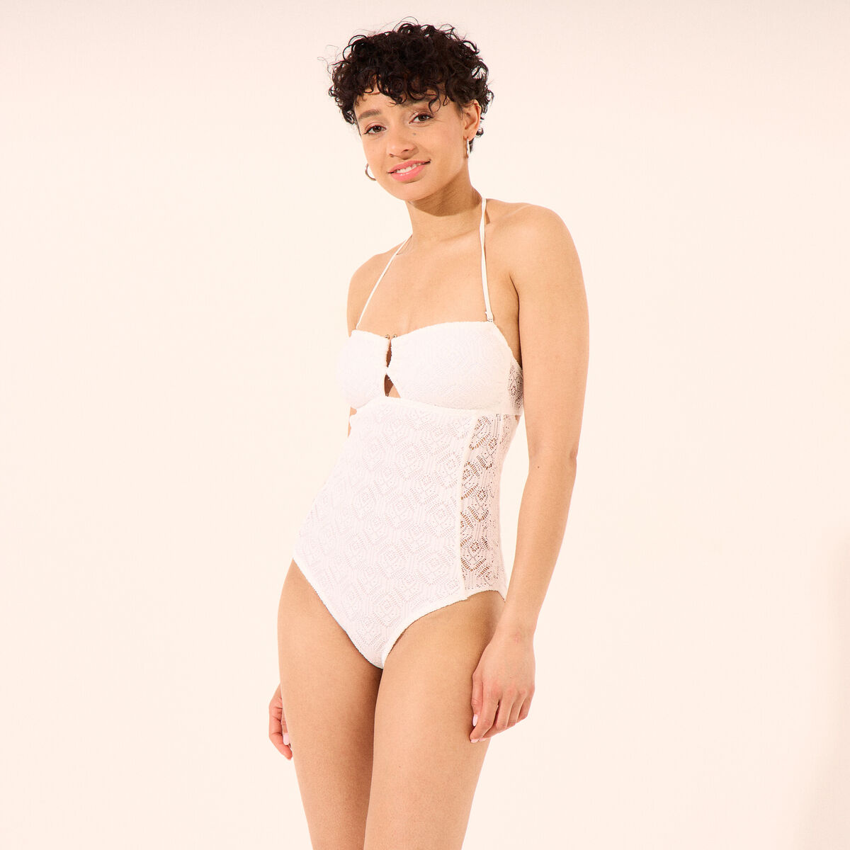 Maillot de bain une pi&egrave;ce bandeau blanc femme