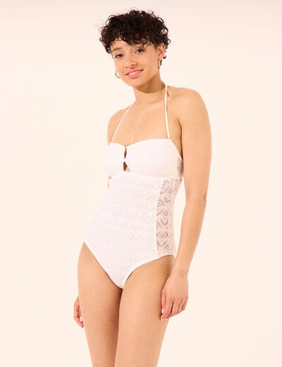 Maillot de bain une pièce bandeau blanc femme