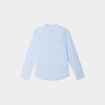 Chemise col mao lin mélangé bleu ciel homme