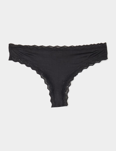 Lot de 2 tangas bords dentelle rose poudrée femme