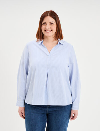 Blouse col en V &agrave; revers blanc femme grande taille