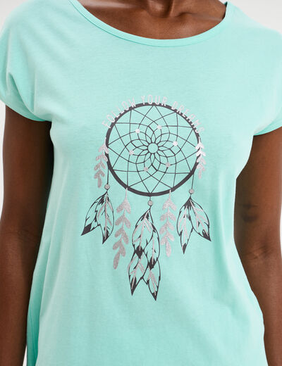 Ensemble pyjama avec t-shirt et short bleu turquoise femme