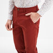 Pantalon chino droit stretch retroussé rouge foncé homme