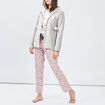 Veste de pyjama effet velours &agrave; capuche gris femme