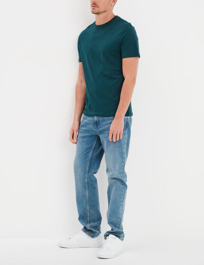 T-shirt droit en coton manches courtes bleu canard homme