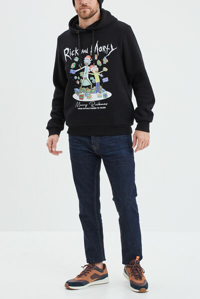 Sweat à capuche de Noël Rick et Morty noir homme