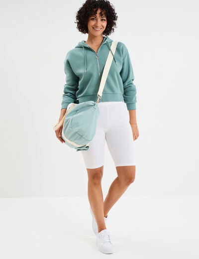 Short cycliste coton stretch blanc femme