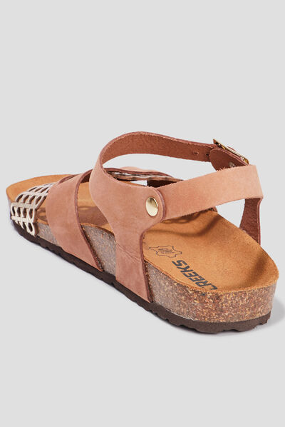 Sandales brides croisées en cuir Creeks marron femme