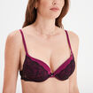 Soutien-gorge dentelle maxi push-up rouge femme