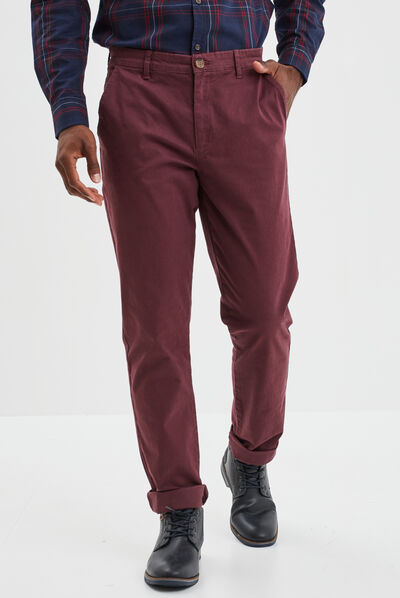 Pantalon chino prune homme