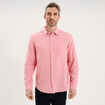 Chemise manches longues lin m&eacute;lang&eacute; rose fushia homme