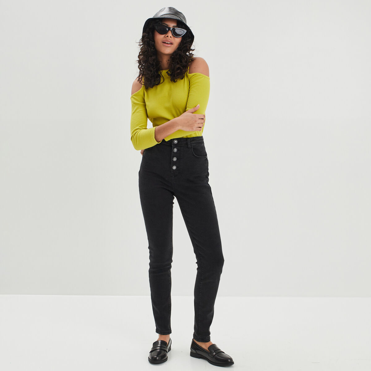 Jeans skinny taille haute Liberto denim noir femme
