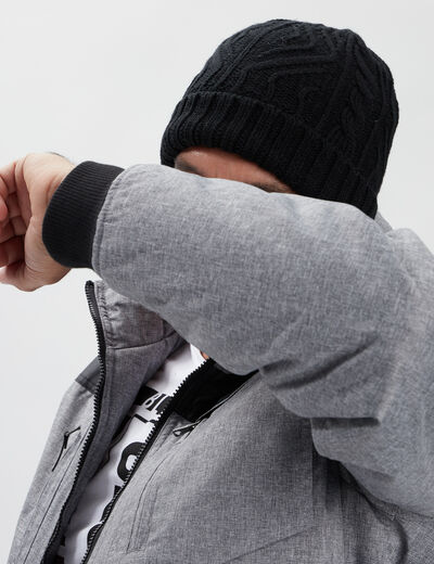 Bonnet à torsades noir homme