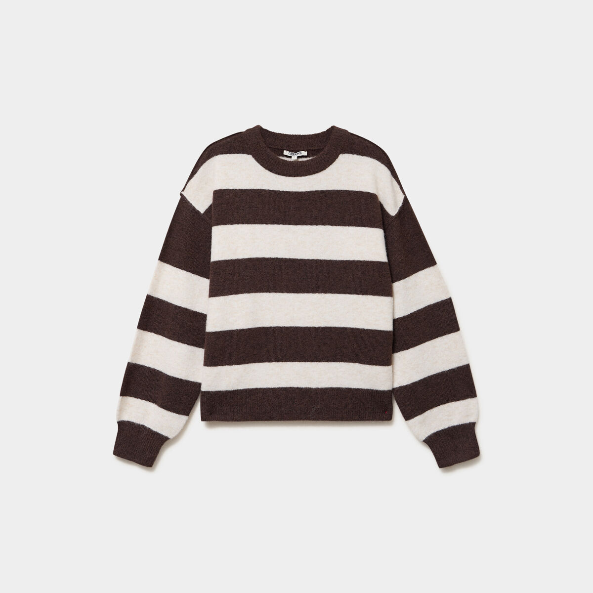 Pull col rond avec manches longues ecru femme