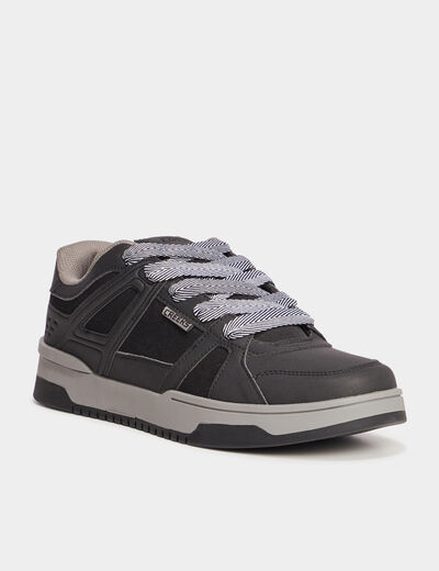 Tennis basses à lacets noir homme