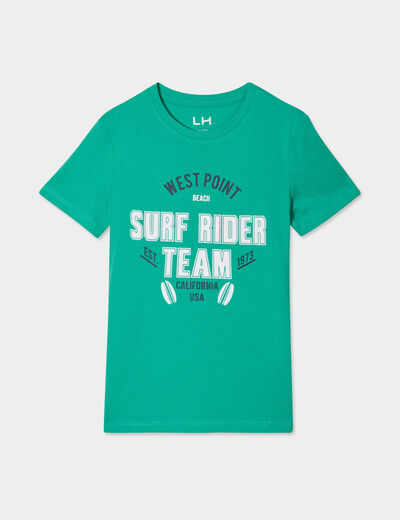 T-shirt droit manches courtes coton vert menthe garçon