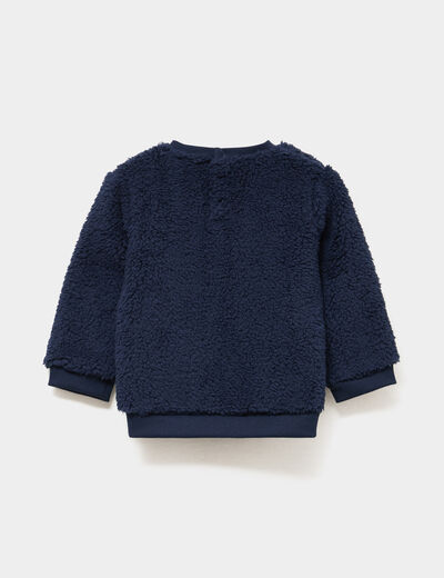 Ensemble de jogging sweat effet polaire bleu marine b&eacute;b&eacute; gar&ccedil;on